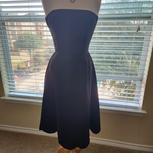 White House Black Market Strapless Black A-Line Dress with Waist Tie